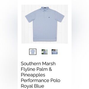 Southern Marsh Flyline Palm & Pineapples Performance Polo Royal Blue